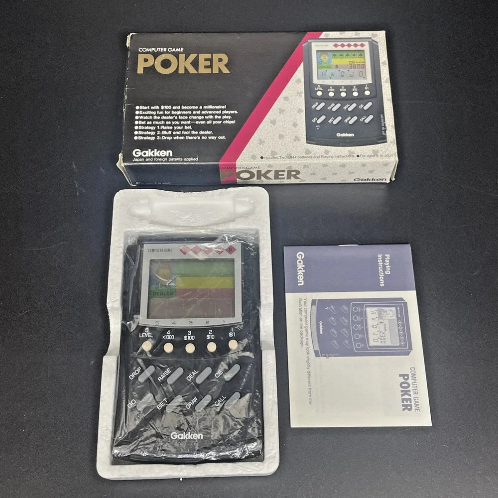 Vintage Poker Game Gakken Computer Electronic Made in‎ Japan Box Instructions